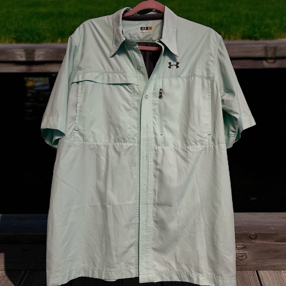 Under Armour Men's Mint Green Vented Fishing Shirt